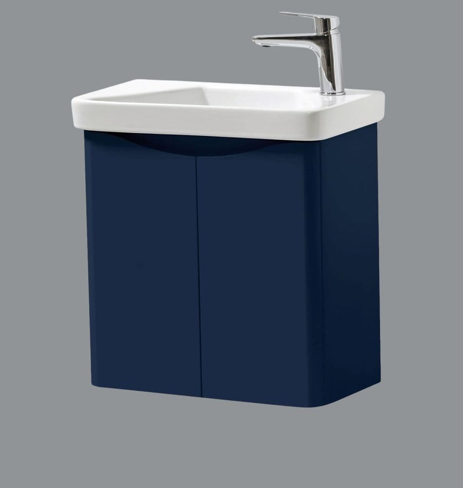 Cayo 500mm Indigo Blue Wall Hung Cloakroom Vanity with Ceramic Basin