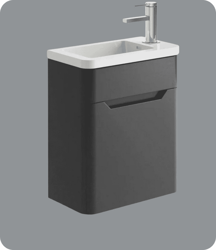 Elite /Ellis 450mm Matt Charcoal Wall Hung Cloakroom Vanity Unit & Basin
