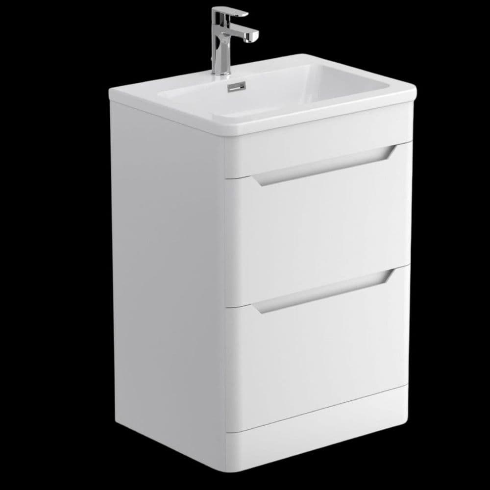 Elite /Ellis Matt White Floor Standing 2 Drawer Vanity Unit with Basin 1