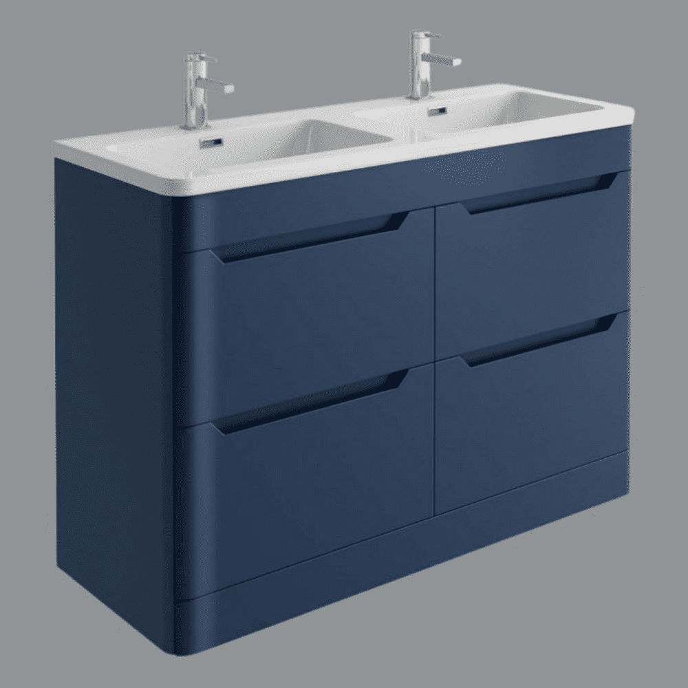 Elite/ Ellis Royal Blue 1200mm Floor Standing 2 Drawer Vanity Unit with