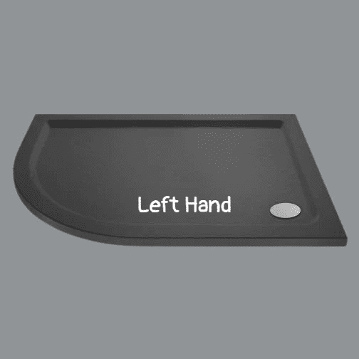 Left Hand Dark Grey Slate Effect Offset Quadrant Stone Resin Shower Trays