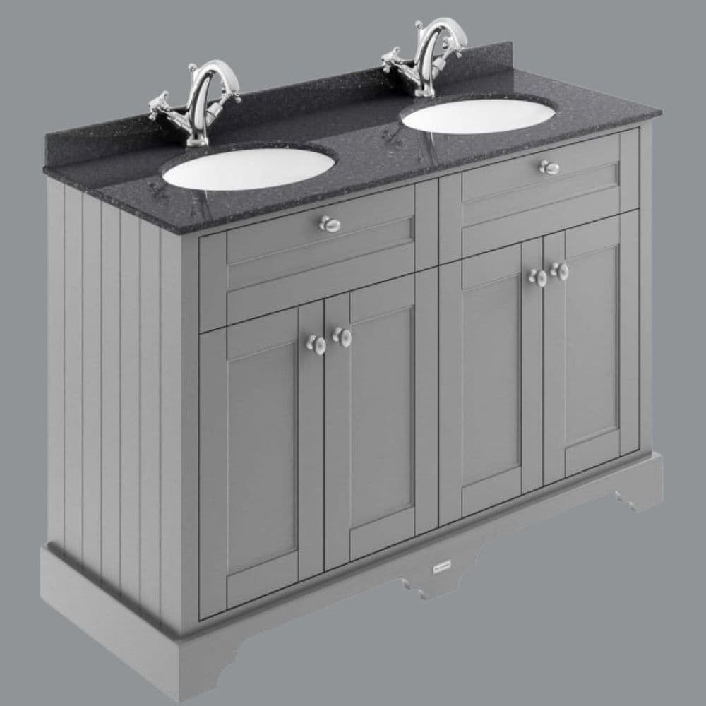 London 1200mm Light Sand Double Basin Vanity Unit with Black or White