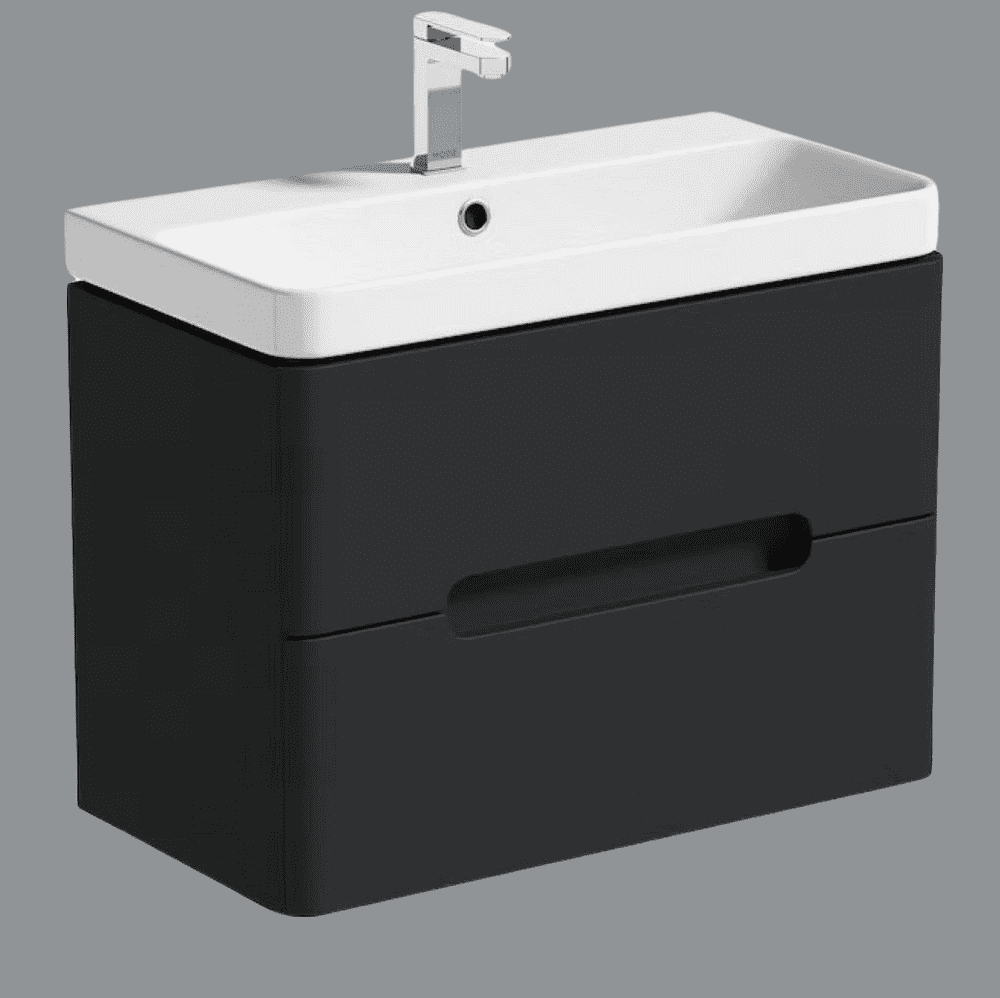 Luna 700mm Matt Graphite wall Hung Vanity Unit with Ceramic Basin