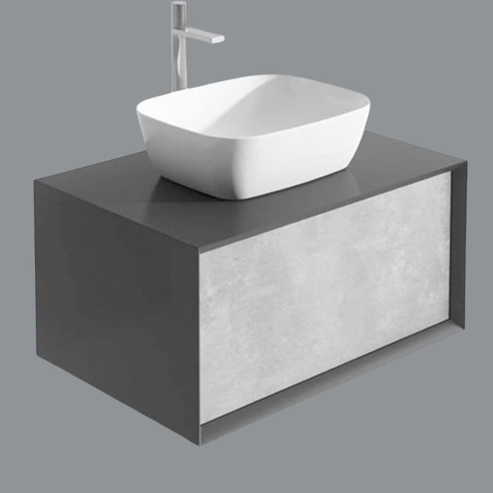 Niche 800mm Black & Concrete Dual Colour Wall Hung Countertop Vanity Unit 1