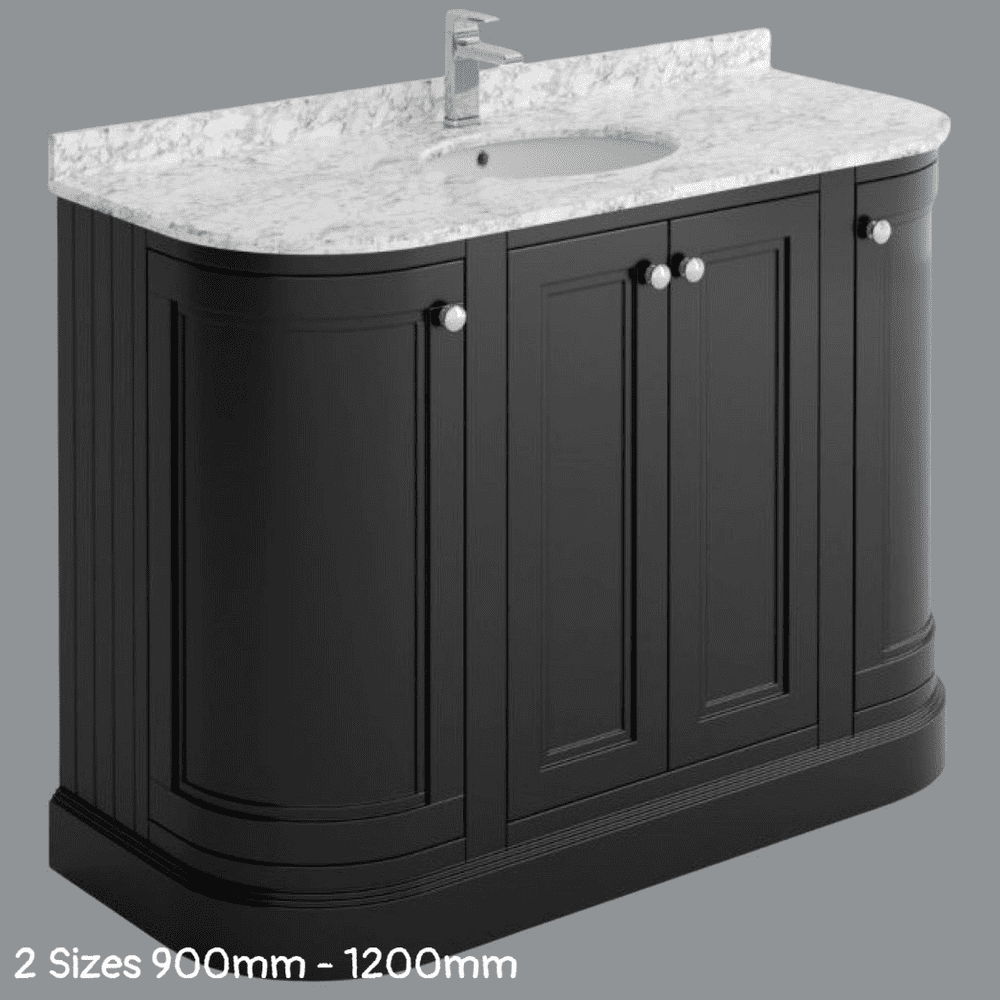 Rectory /Richmond Traditional Black Floor Standing Curved Vanity Unit