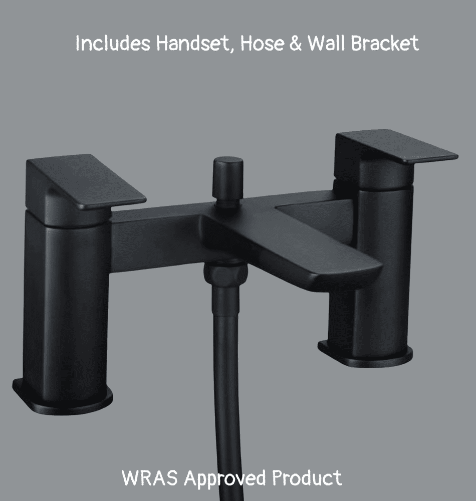 Zenith /Zena Matt Black Deck Mounted Bath Shower Mixer