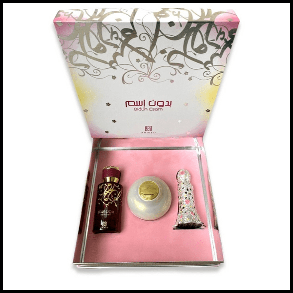 Bidun Esam Exclusive 3 piece perfume gift set Ahmed al Maghribi