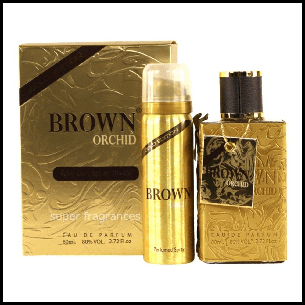 Brown Orchid Gold Edition EDP 80ml with deo by fragrance world