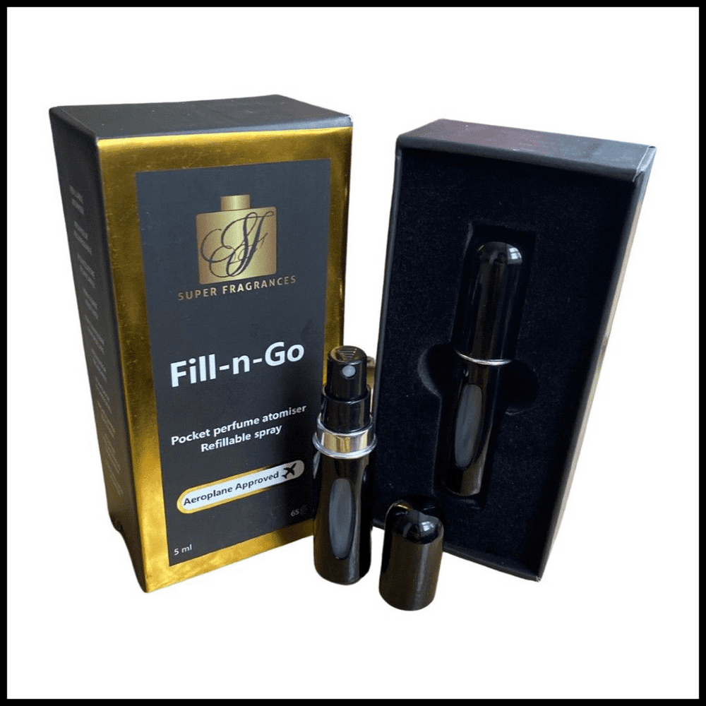 FILL-N-GO perfume atomiser spray 5ml by Super fragrances - black