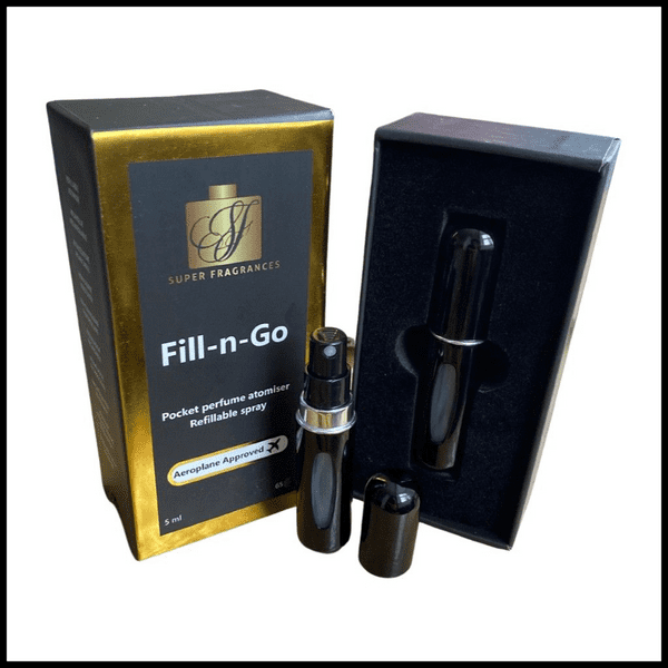 FILL-N-GO perfume atomiser spray 5ml by Super fragrances - black