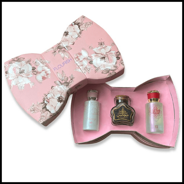 Flourish perfume 3 piece gift set for him and her | By Ahmed al maghribi
