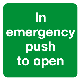 emergency push to open automatic door sign