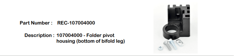 Record Folder Pivot housing (bottom of bifold leg) REC-107004000