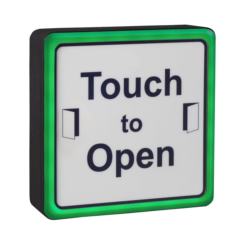 SQUARE STAINLESS 'TOUCH TO OPEN' GREEN (NO DISABLED LOGO)