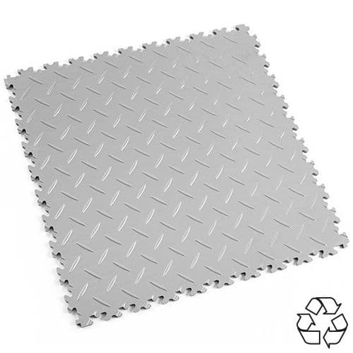 Light Grey Recycled Diamond Plate - Motolock Interlocking Tile