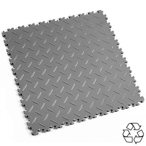 Mid Grey Recycled Diamond Plate - Motolock Interlocking Tile