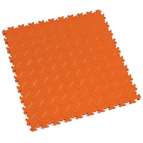 Orange Diamond Plate - Motolock Interlocking Floor Tile