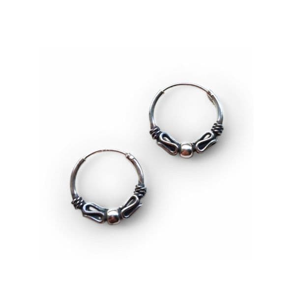 12mm Sterling Silver Tribal Hoop Earrings