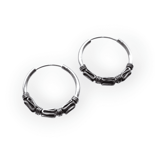 25mm Sterling Silver Tribal Hoop Earrings