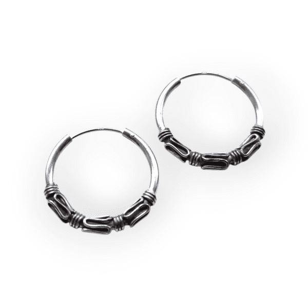 25mm Sterling Silver Tribal Hoop Earrings