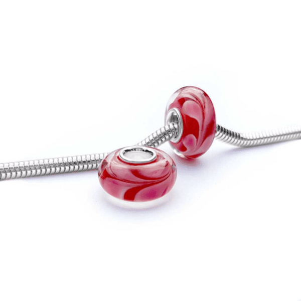 Crimson Swirl Glass Bead Charm
