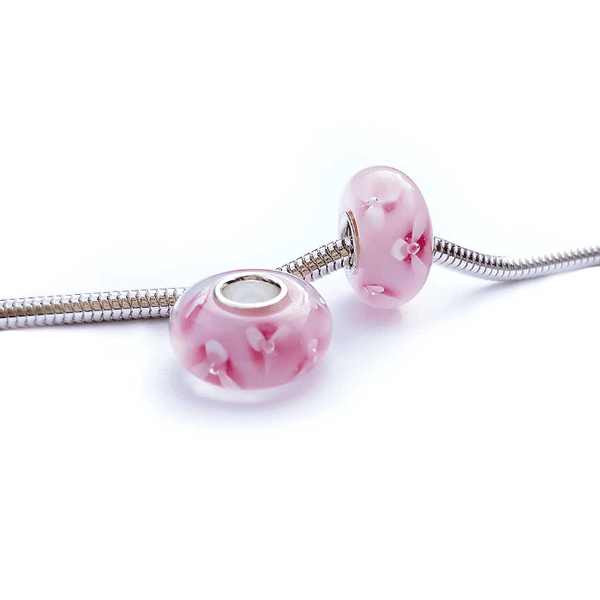 Pink Viola Glass Bead Charm