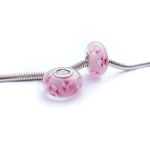 Pink Viola Glass Bead Charm