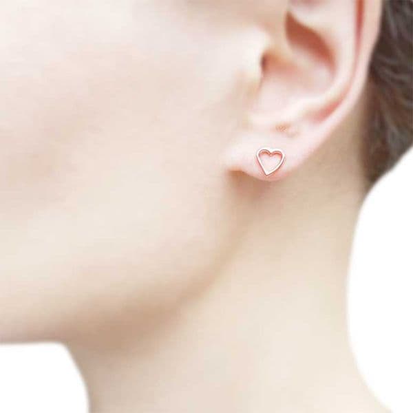 Rose Gold Plated Sterling Silver Heart Studs