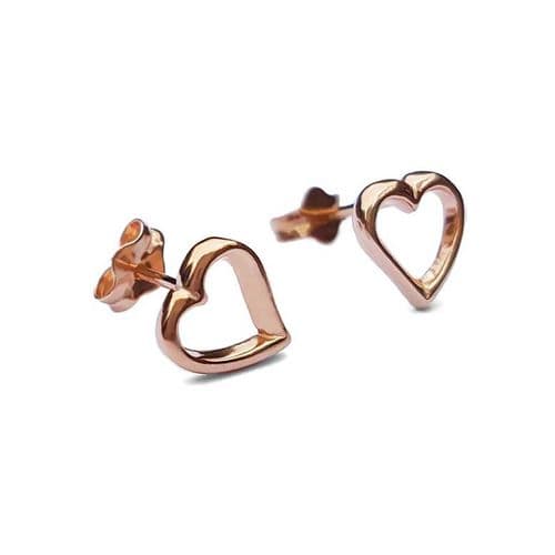 Rose Gold Plated Sterling Silver Heart Studs