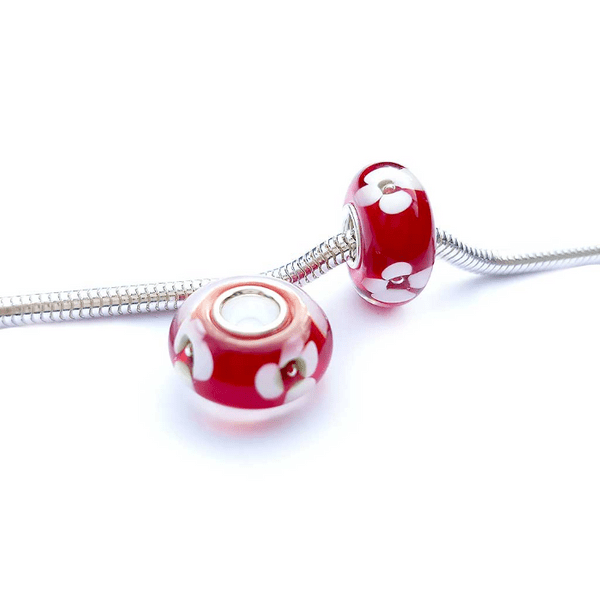 Scarlet Primrose Glass Bead Charm