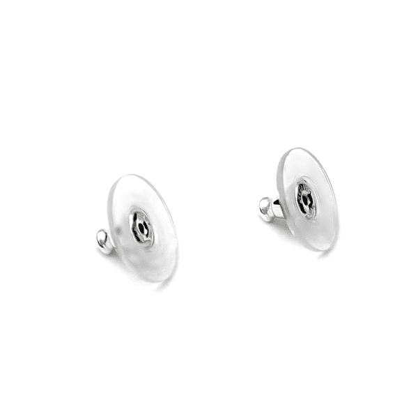 Silver Earring Push On Backs With Clear Pads