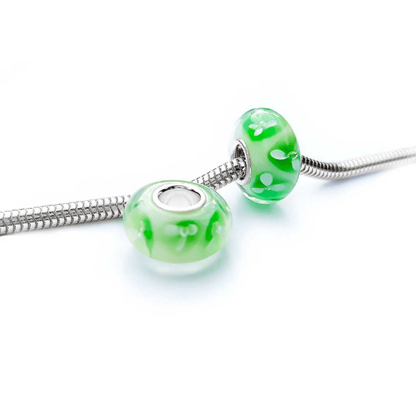 Snow Trillium Glass Bead Charm