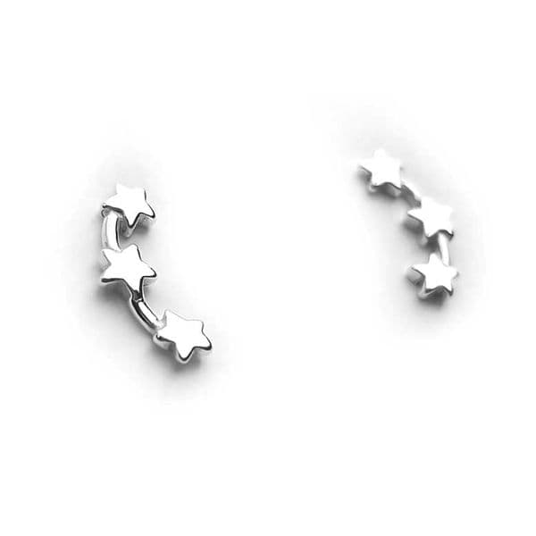Sterling Silver 3 Star Studs Earrings