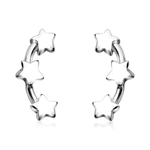 Sterling Silver 3 Star Studs Earrings