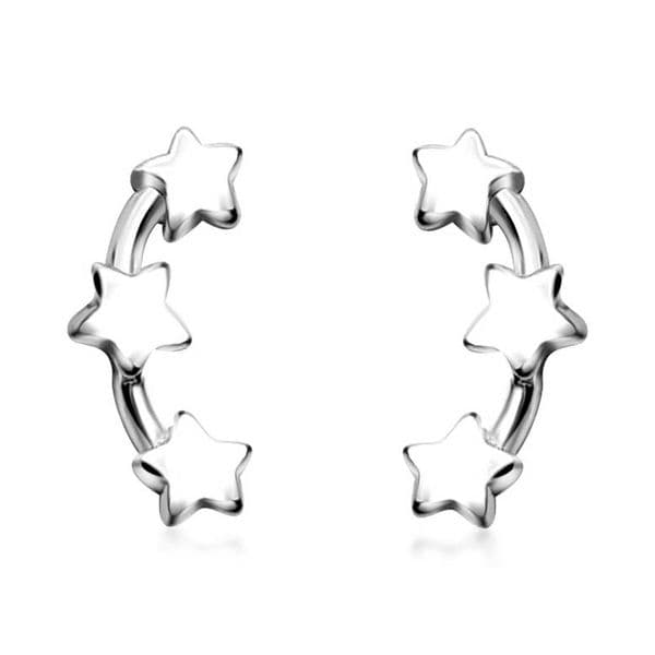 Sterling Silver 3 Star Studs Earrings