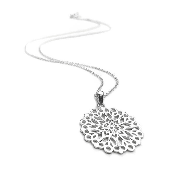 Sterling Silver Abstract Round Pendant