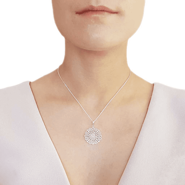 Sterling Silver Abstract Round Pendant