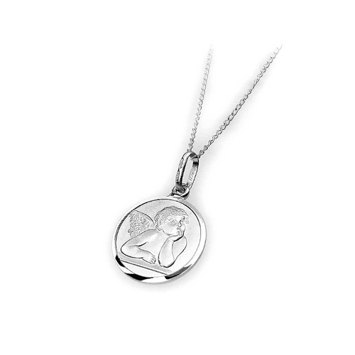 Sterling Silver Angel Medallion 14 mm