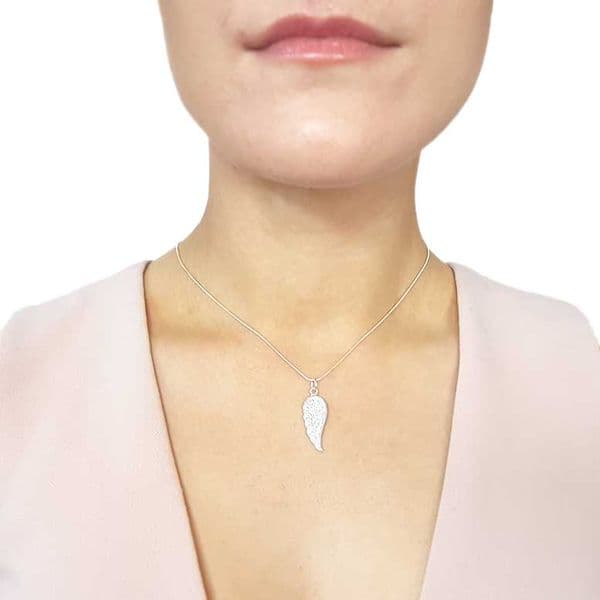 Sterling Silver Angel Wing with CZ Pendant