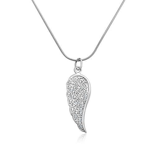 Sterling Silver Angel Wing with CZ Pendant