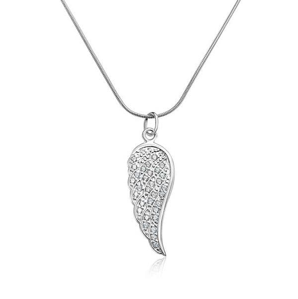 Sterling Silver Angel Wing with CZ Pendant