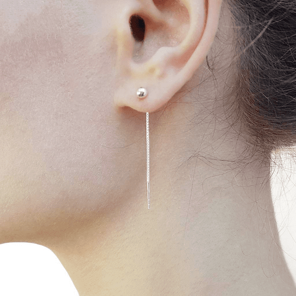 Sterling Silver Ball Pull Through Earrings