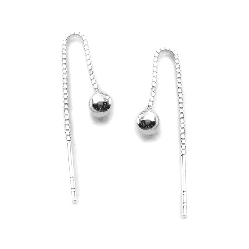Sterling Silver Ball Pull Through Earrings