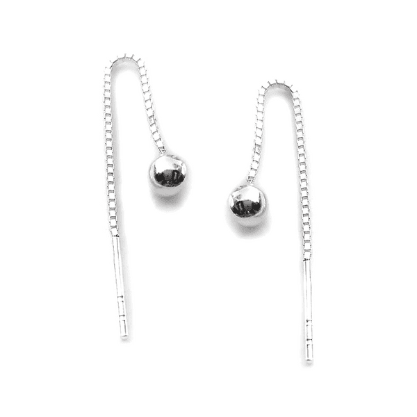 Sterling Silver Ball Pull Through Earrings
