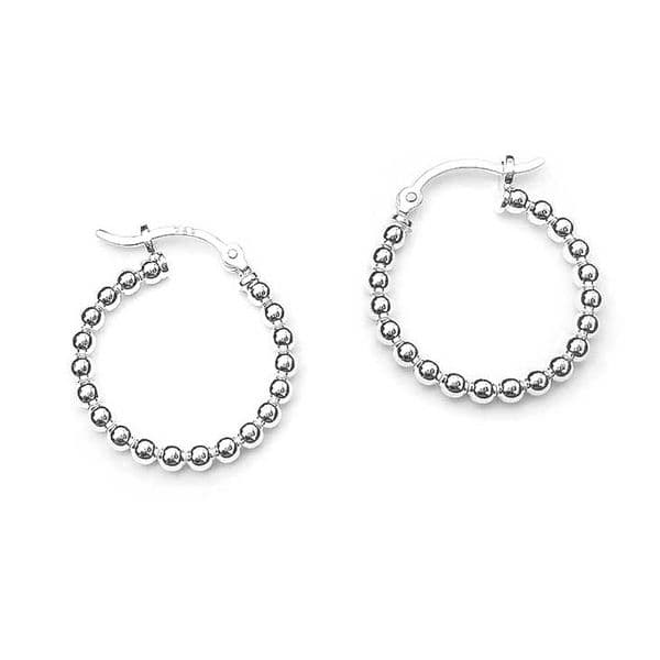 Sterling Silver Bead Creole Earrings
