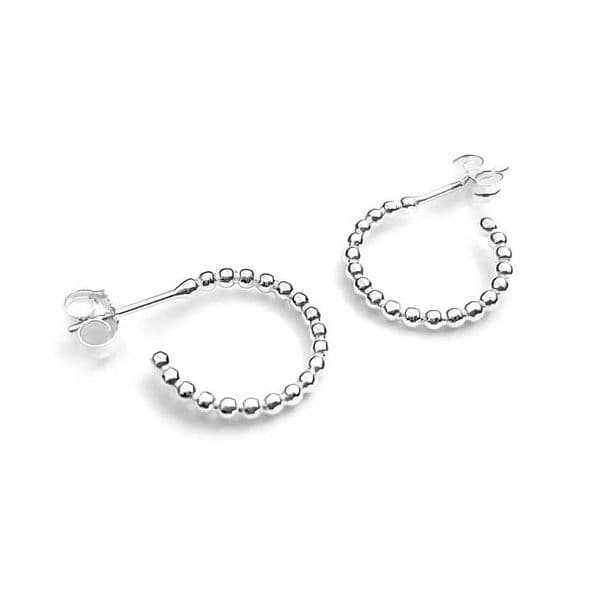 Sterling Silver Bead Hoop Earrings