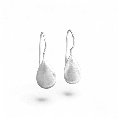 Sterling Silver Brushed Teardrop Earrings