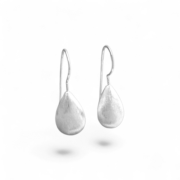 Sterling Silver Brushed Teardrop Earrings