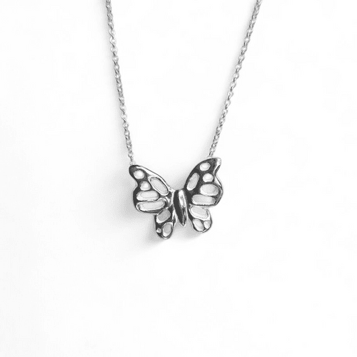 Sterling Silver Butterfly Outline Necklace