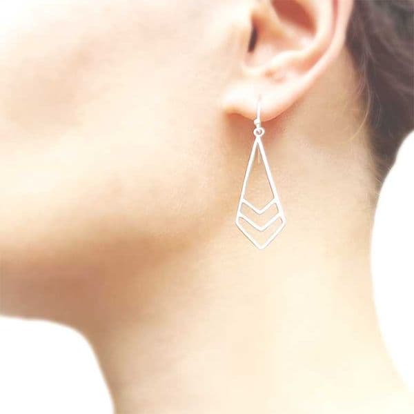Sterling Silver Chevron Shape Earrings